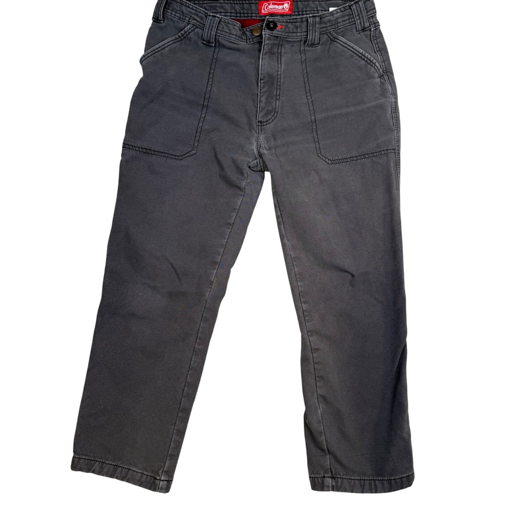 Coleman Mens Fleece Lined Utility Carpenter Pants Gray Plaid 32/30 SACF2P5383